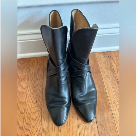 Salvatore Ferragamo black leather ankle boots booties size 9.5 - Picture 5 of 12